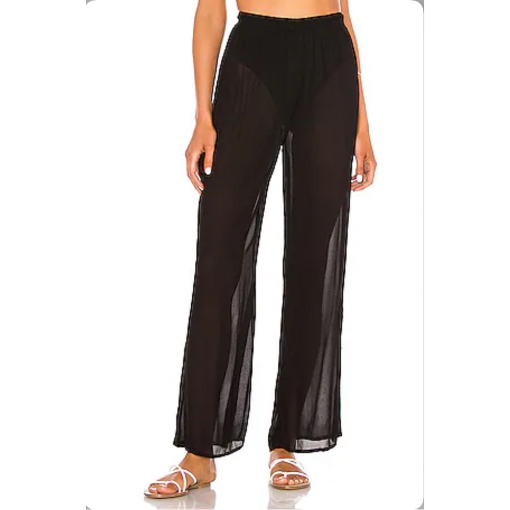 House of Harlow 1960 Revolve Black Sheer Mesh Wide Leg Pants Pull On High Rise S